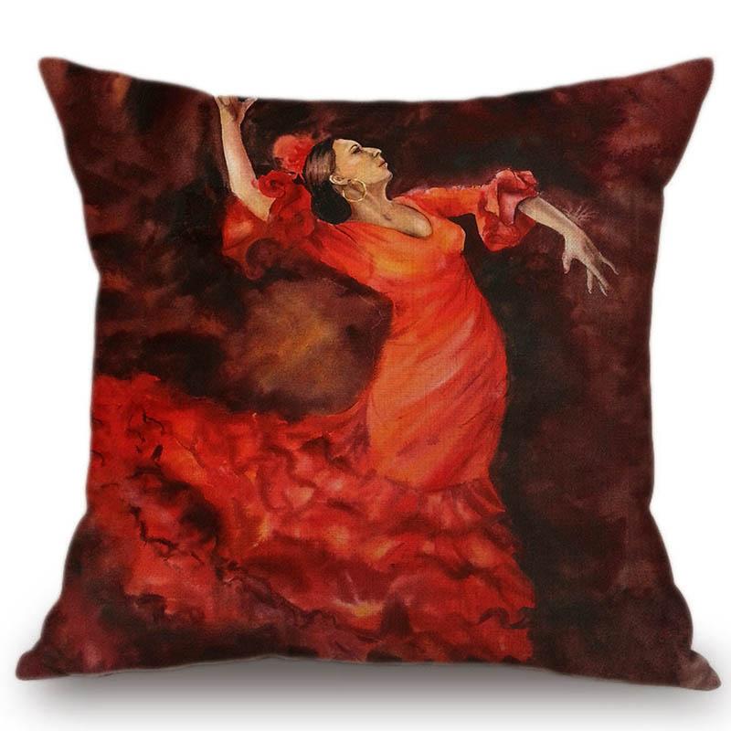 Home Art Decoration Oil Painting Ballet Dancer Lounge Sofa Cushion Cover Luxury Elegant European Style Cotton Linen Pillow Case