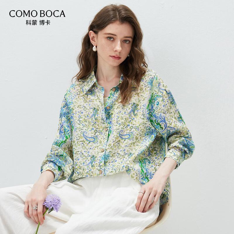 

Women s Floral Printed Ramie Long Sleeve Shirt L