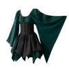 Damen Mittelalter Cosplay Kostüm Gotisch Vintage Langarm Korsett Kleid Halloween