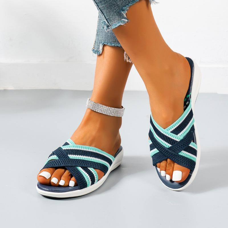 New cross flat bottom round head empty lady cool slippers wish