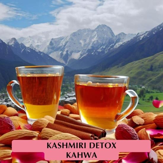 TEA SENSE Kashmiri Detox Kahwa | 15 Stück | Pyramiden-Teebeutel in versiegelten Beuteln | Frischer Grüntee, Kaschmir-Safran, Mandeln & mehr | Kann wiederholt aufgegossen werden