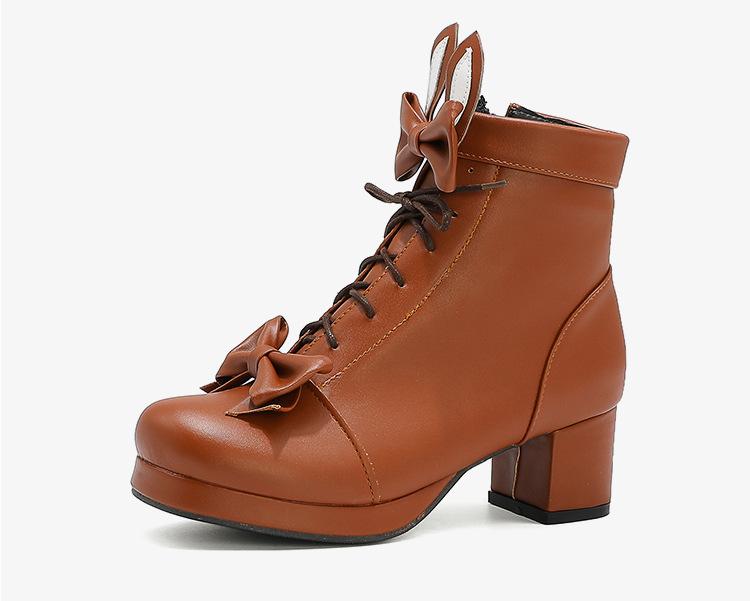 

Осенние Каваи Ботинки Гуд Лолита Бант Боковая Молния Толстый Каблук Средний Каблук Ботинки Размер 39 коричневый