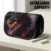 1pc Large Capacity Flip-Top Pencil Case Suitable for School & Office, Thickened Oxford Pencil Bag with Double-Layer Zipper & Dark Fiery Dragon Red Cov
