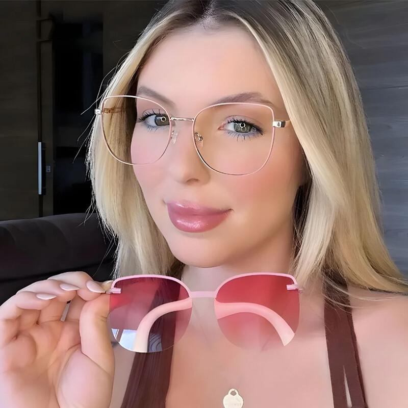 1/2 In 1 Magnetic Clip On Myopia Cat Eye Sunglasses Women Anti Glare Driving Eyewear Fashion Computer Glasses