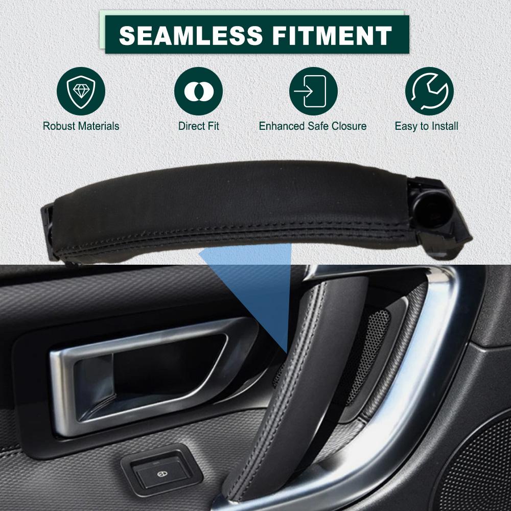 

Left Right Car Interior Door Leather Pull Handle Assembly for Land Rover L550 Discovery Sport 2015 2016 2017 2018 Black Front or Rear Left