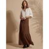 Jupe Maxi d'Été pour Femme à Volants sur l'Ourlet en PolyMélange | Jupes Longues Taille Haute | Jupe Unie Fluide Coupe A pour Toutes les Occasions | Style Bohème Élégant