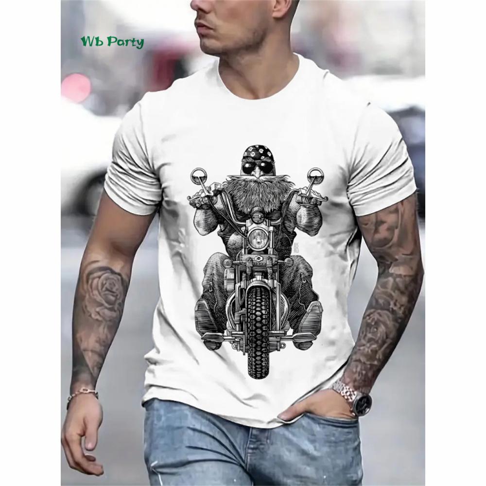 

Модна чоловіча футболка з 3D-принтом мотоцикла, чоловіча футболка з коротким рукавом, вуличний повсякденний топ з круглим вирізом, графічні футболки, чоловічий одяг L
