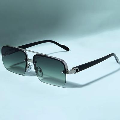 Men'S Metal Sunglasses Square Half Frame Rice Nails Casual Trend Personality Retro Fashion Outdoor Sports Eyeglasses