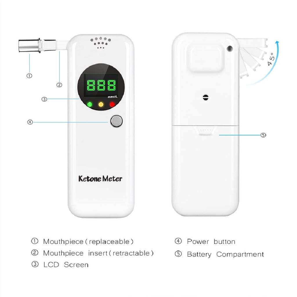 Ketone Breath Meter Carbohydrate Restriction Weight Management Ketone Breath Ketone Meter Ketosis Meter Mouthpiece Included (mmol/L)