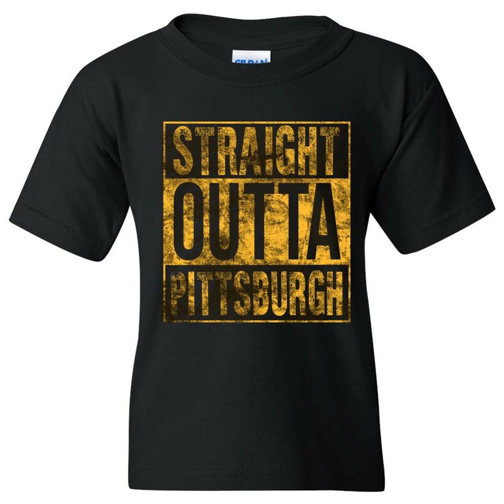 Straight Outta Pittsburgh - Fußball Jugend T-Shirt - Schwarz