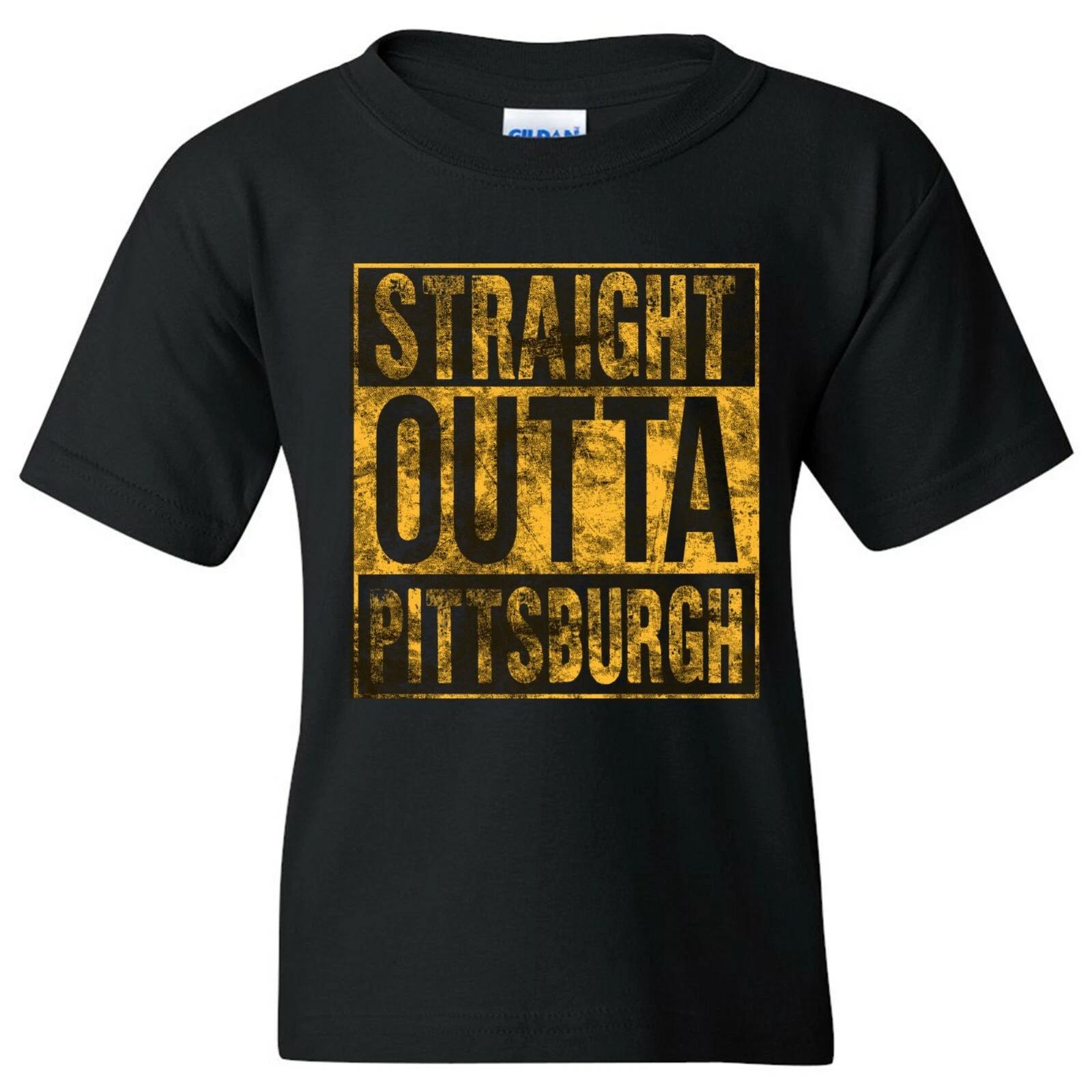 Straight Outta Pittsburgh - Football Youth T Shirt - Black L