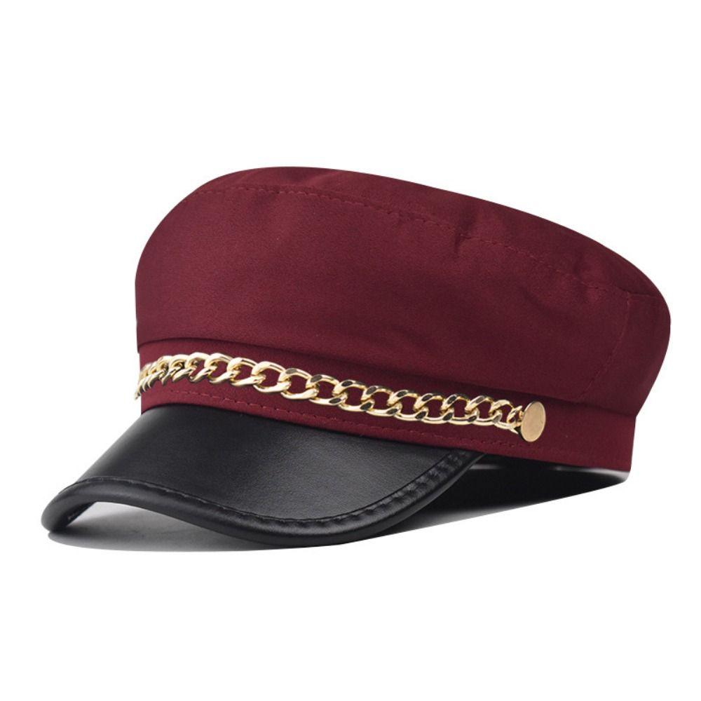 Korte Rand Baret Hoed PU Leer Vizierpet Retro Platte Top Pet Voor Vrouwen