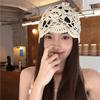 Handmade Crochet Flower Knitted Hat Bohemian Style Woven Cap Cute Hollowed Out Beanie Cap  Outdoor