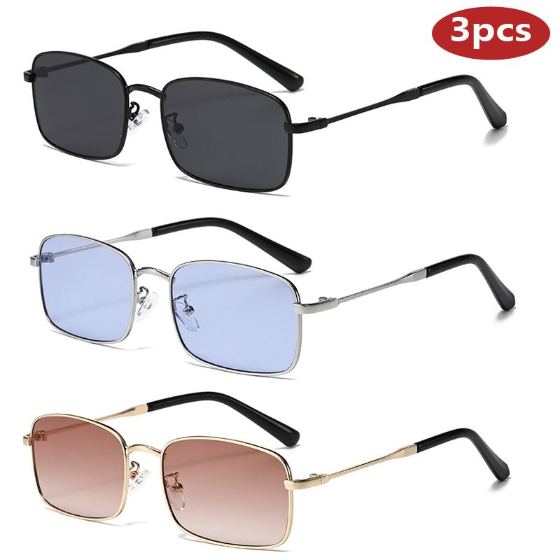 1/3pcs Square Metal Sunglasses UV400 Protection Fashion Men Women Outdoor Sports Luxury Design Eyewear