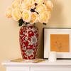 Red New Year Ceramic Vase - Chinese Desktop Ornament for Flowers