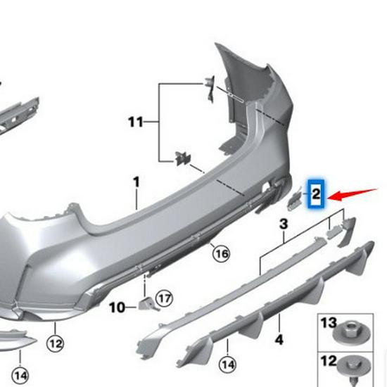 For BMW 3 Series G80: Rear Bumper Tow Hook Cover (Unpainted)