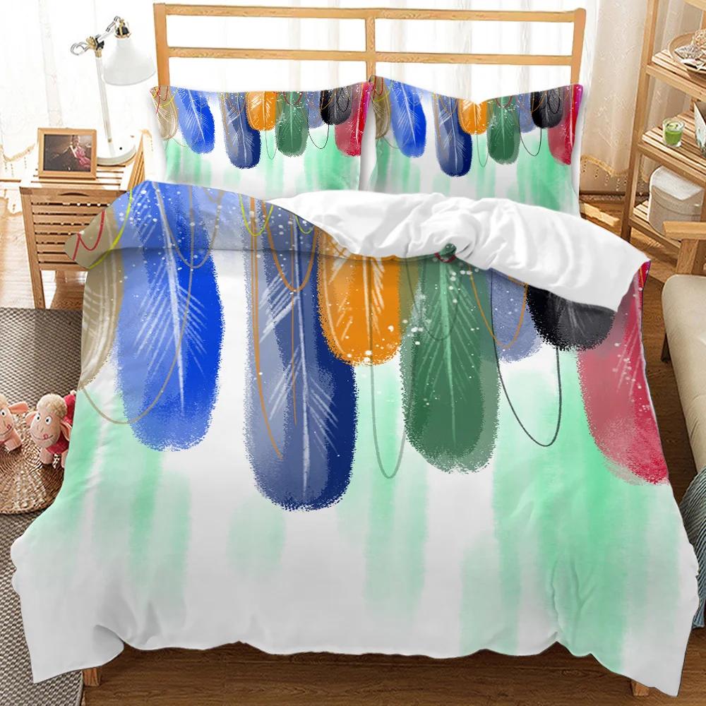 Feather Duvet Cover Vaned Types And Natal Contour Flight Bird Feathers Animal Skin Element Print King Size Polyester Qulit Cover
