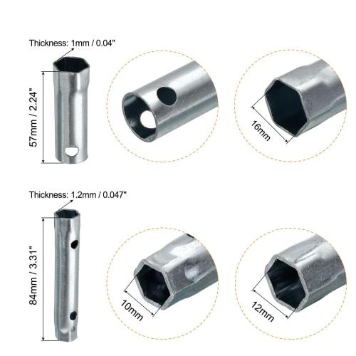 uxcell Ignition Spark Plug Spanner Set, Double-Ended Wrench Socket, 6 Pieces