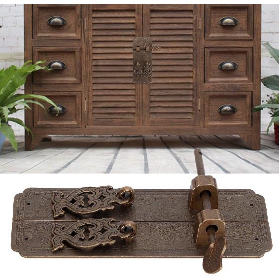 Slide Door Bolt, Copper Security Sliding Lock Cupboard Security Lock Latch Cabinet Door Latch Barrel Bolt Vintage Security Lock Decorative Furniture
