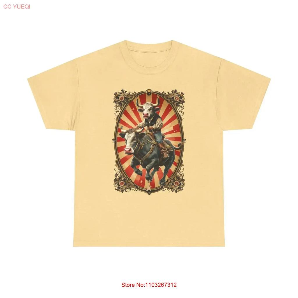 Cow Riding On A Bull Rodeo T Shirt Cowboy For Western Lovers Vintage Designer Clothes Graphic Casual Streetwear Soft