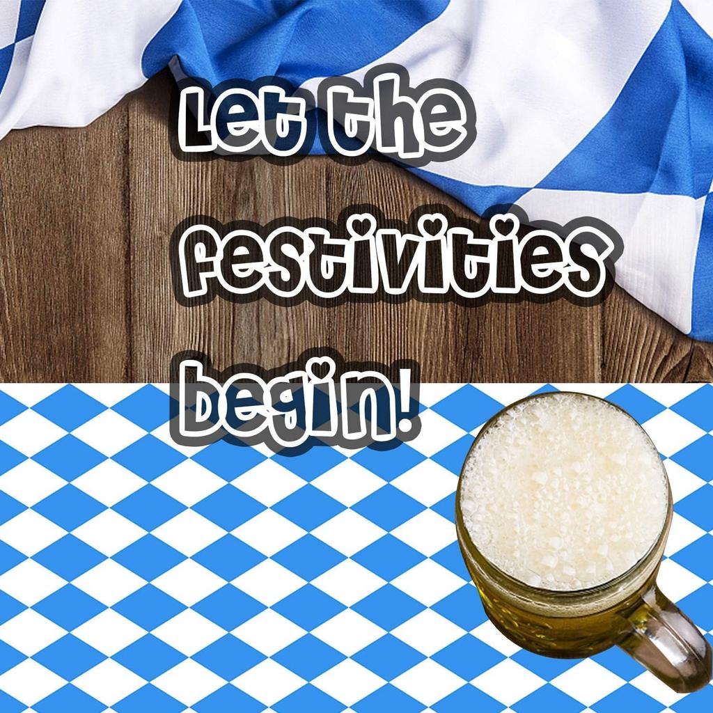 Iceyyyy 3 Pieces Oktoberfest Tablecloths-Blue and White Checkered Table Cloths Rectangular Oktoberfest Bavarian Flag Tablecover for German