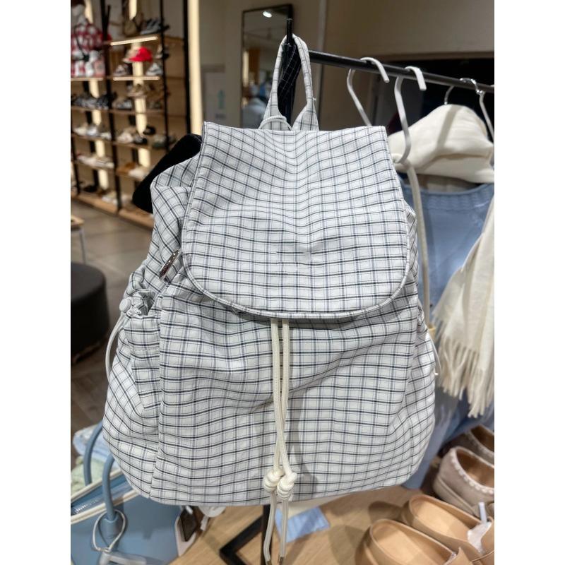 

Повседневный и художественный холщовый рюкзак, модный плиссированный школьный ранец с завязками, нейлоновый рюкзак большой вместимости белый