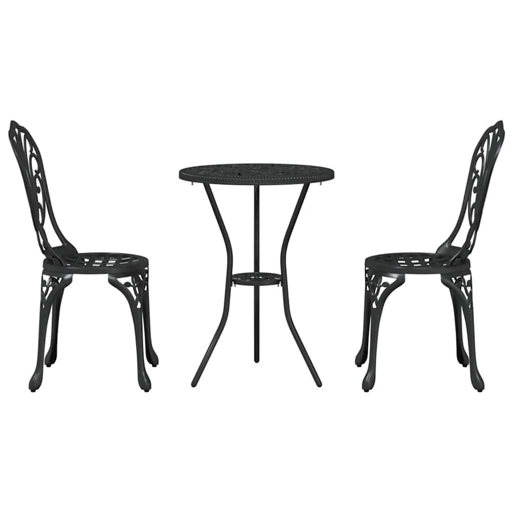 Garden Bistro Set 3 pcs Black Aluminum