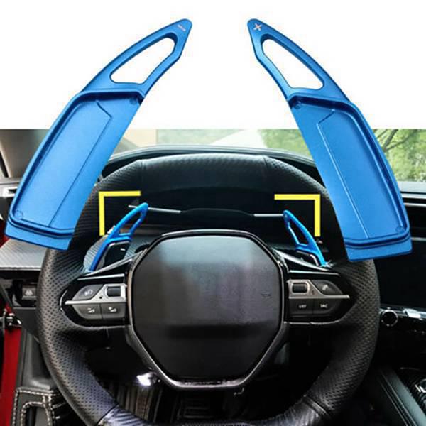 Blue ABS Steering Wheel Shift Paddle Extender (1 Pair) for Peugeot