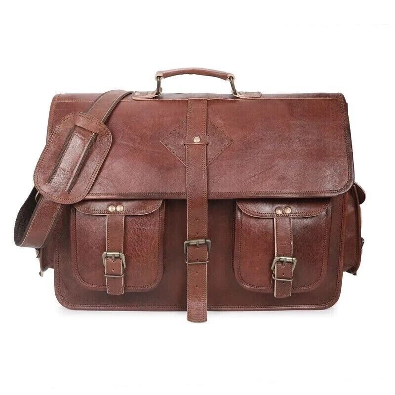 Men's Genuine Vintage Rare Stuff Leather Messenger Shoulder Laptop Briefcase Bag
