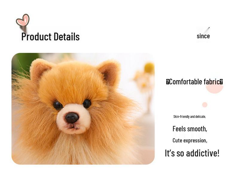 Brown Pomeranian Plush Toy - Standing Dog Photography Prop & Soothing Doll for Kids