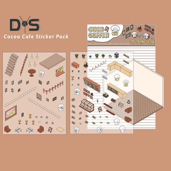 Sada 4 ks DIY 3D domácích samolepek Dospělí Děti Opakovaně použitelná sada miniaturních scénických samolepek snižujících stres DIY projekty Dárek