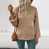 Women's Fashion Casual Fall Winter Solid Color Print Long Sleeve O-Neck Sweaters