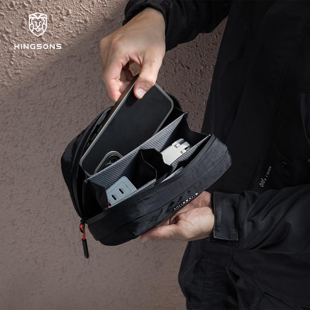 Kingsons Men Women Electronics Tech Pouch Digital Accessories For Passport Travel Business 420D Nylon Waterproof Minimalist
