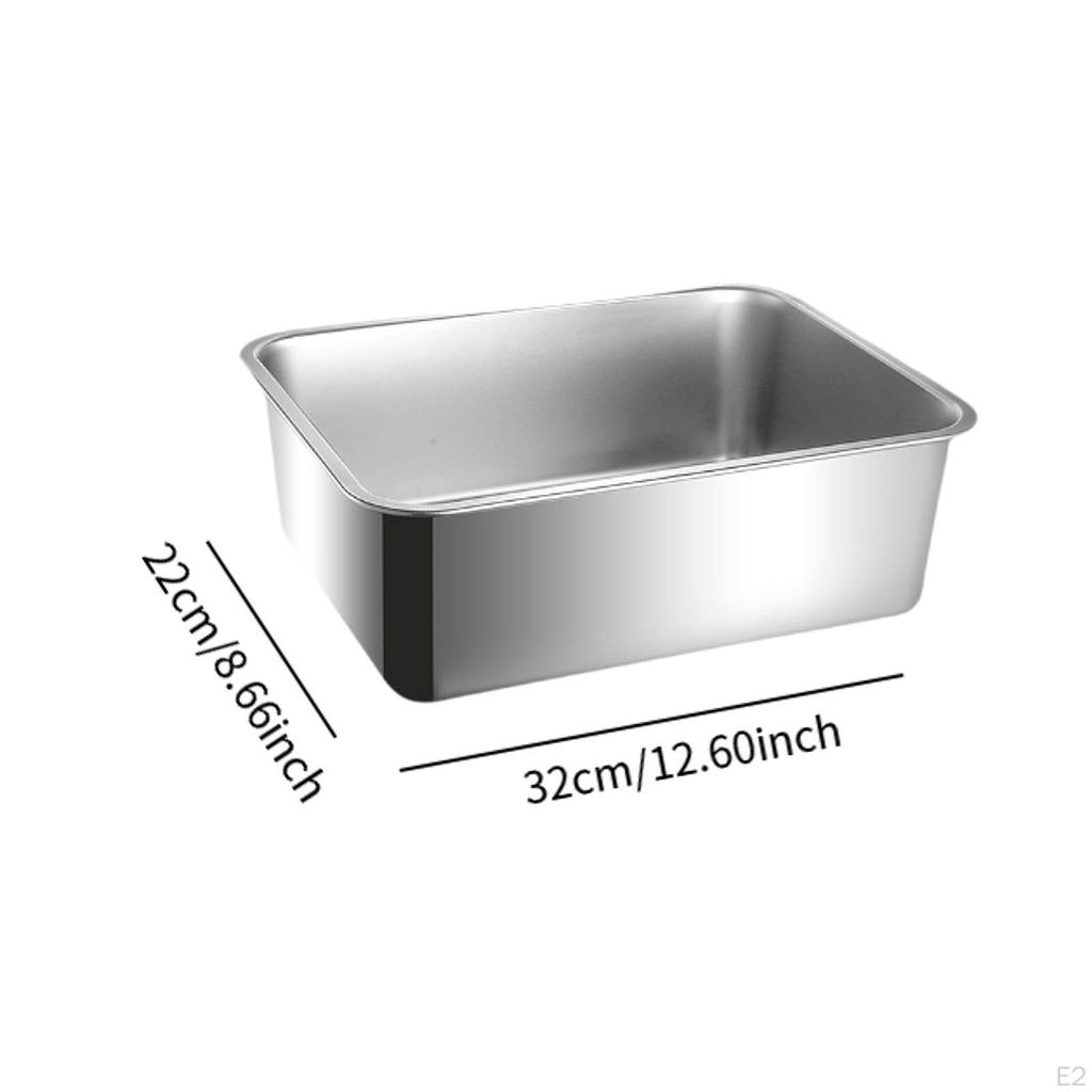 Cat Litter Box for Domestic Cats, Stainless Steel Sandbox, Open Top, Easy to Clean, High Side Walls,
