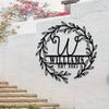 Metal Monogram Name Sign, Personalized Last Name Plaque for Wall, Home Decor Gift, Established Date Embellishment, Vintage Tin Sign
