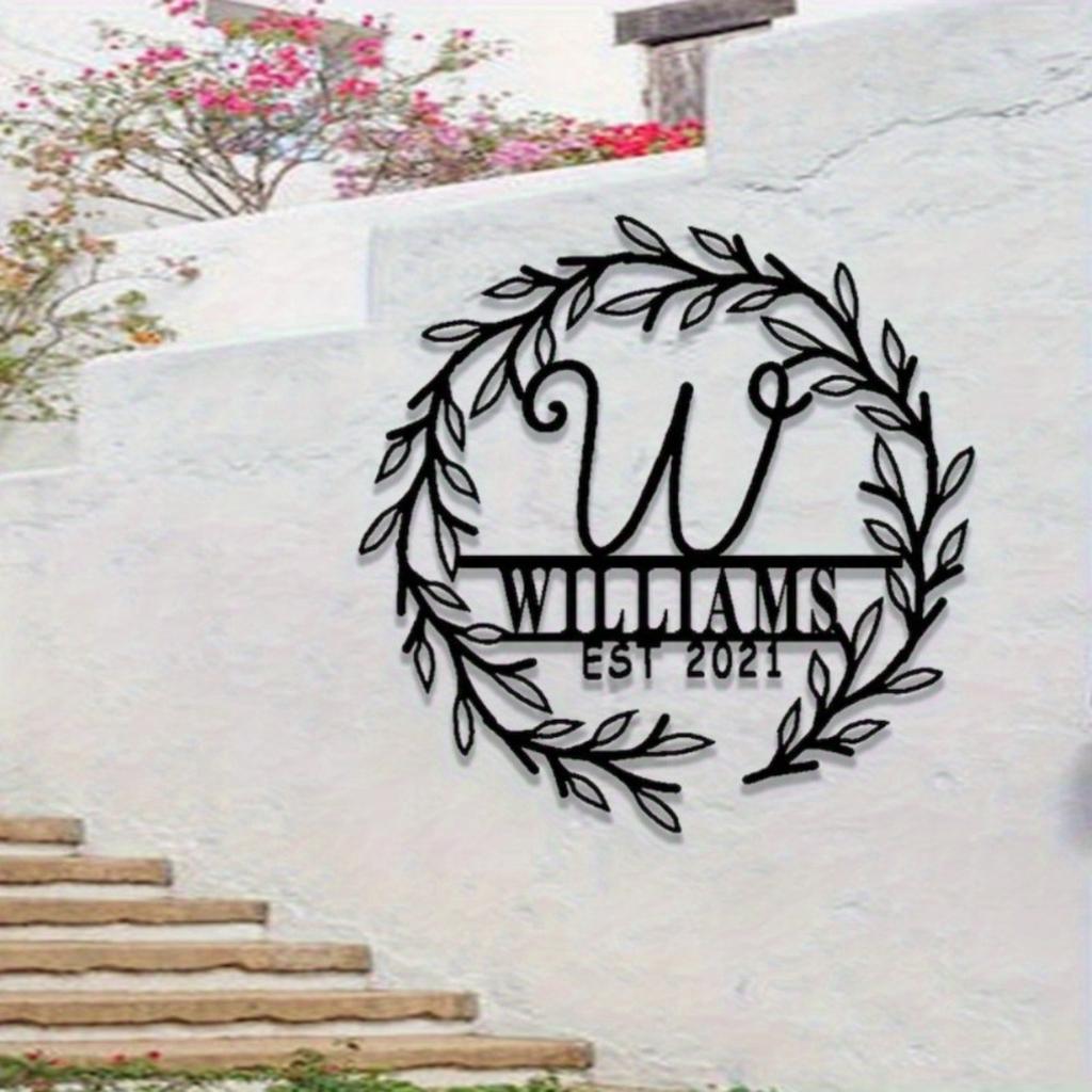 Metal Monogram Name Sign, Personalized Last Name Plaque for Wall, Home Decor Gift, Established Date Embellishment, Vintage Tin Sign