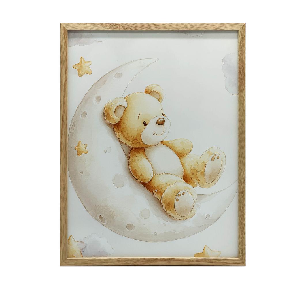Miś Na Księżycu Miś Na Księżycu, 30X40 Cm, Rama Aluminiowa Czarna, Papier Matowy 230 Gsm