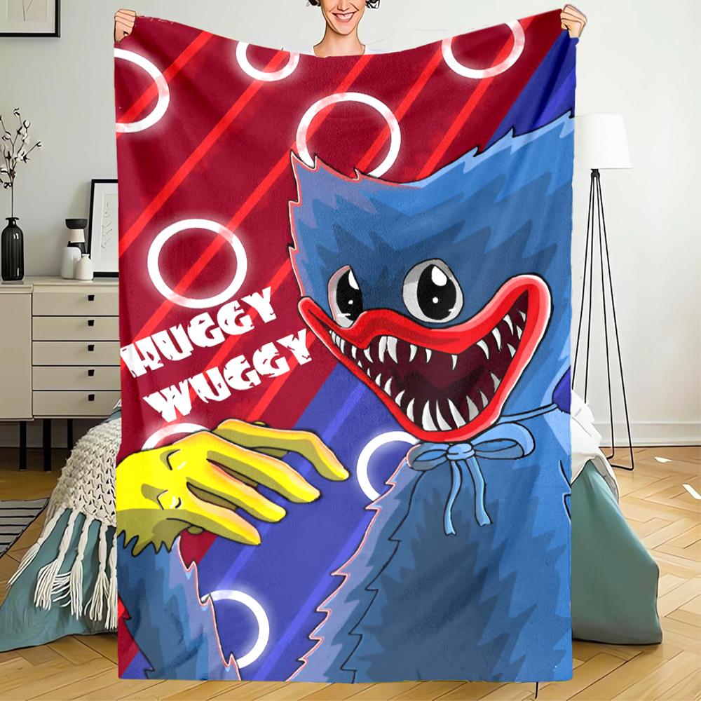 Huggy Wuggy Theme Printed Blanket - Perfect for Couch, Bed, Travel & Outdoor Use | Machine Washable, Cozy & Durable.