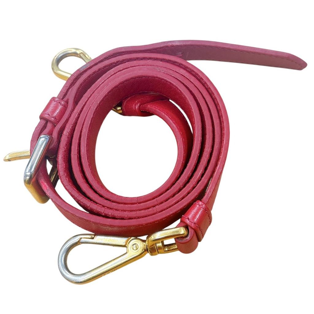 PRADA gathered Nappa Goful Tote Bag leather Red Women B2588L Used