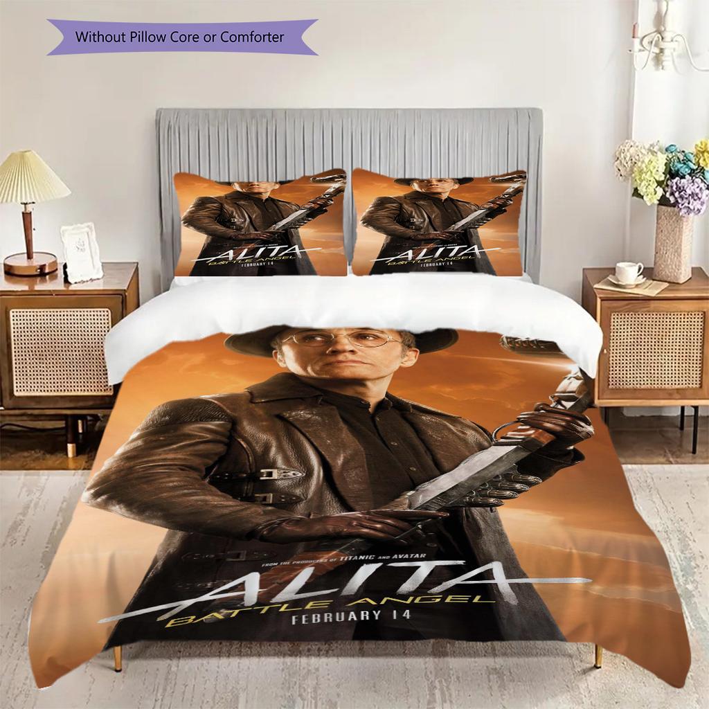 Alita Battle Angel Futuristic Warrior Three-piece set (1 * duvet cover + 2 * pillowcase, without core) 2D Flat Christmas birthday gift