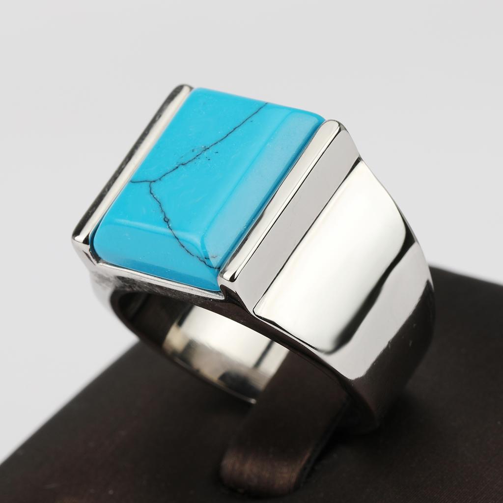Neue Mode Hochwertige Künstliche Türkisringe für Männer Frauen 18KP Edelstahl Trendiger Schmuck Großhandel Dropshipping Geschenke