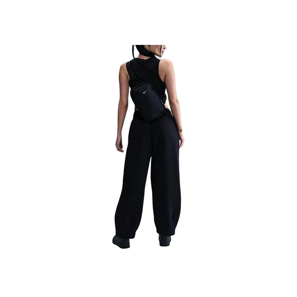 Nike Sportswear Phoenix Fleece Solid Color Mid Waist Fashion Versatile Fleece Tapered Casual Pants Women Bottoms Black Sail-White HJ0899-010