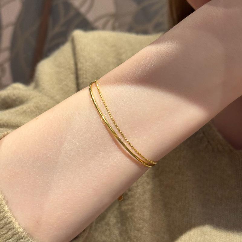 Chic Minimalist Double-Layer Bracelet for Women - Elegant, Versatile, and Trendy Design