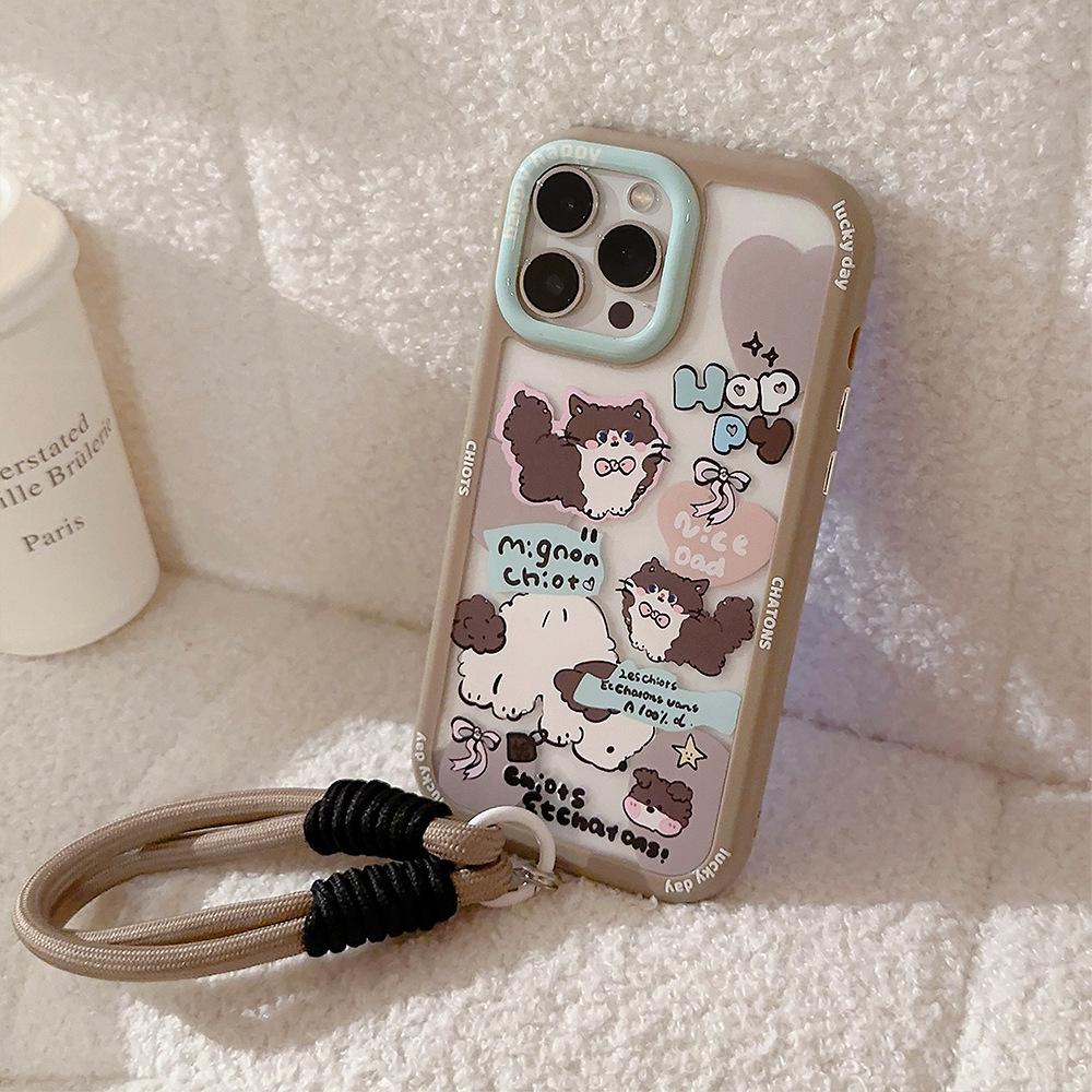 Applicable To 14ProMax Apple Phone Case Cat Illustration Apple 13 Magnetic Suction Cute 15 Bracelet IPhone 16 Hard