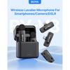 Microfono lavalier wireless BOYA BY-V3 con clip, microfono ricaricabile con cancellazione del rumore per iPhone, Android, fotocamera, live streaming, vlogging