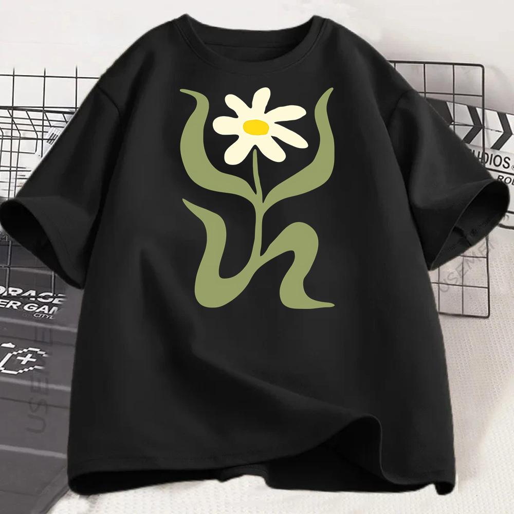 Flower Print Unisex Crew Neck Short Sleeve Unisexs Graphic Tshirt Stylish Comfortable Casual Unisex Top Trendy T Shirt Unisex