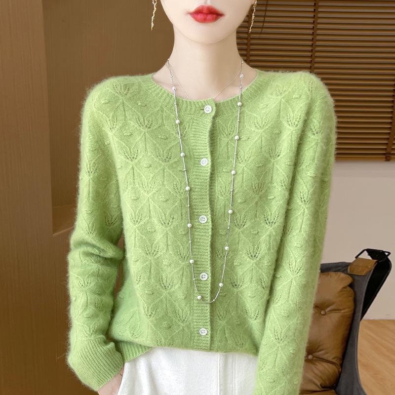 

Женский шерстяной кардиган 2024 года: Стильная короткая куртка с круглым вырезом на весну и осень XXL