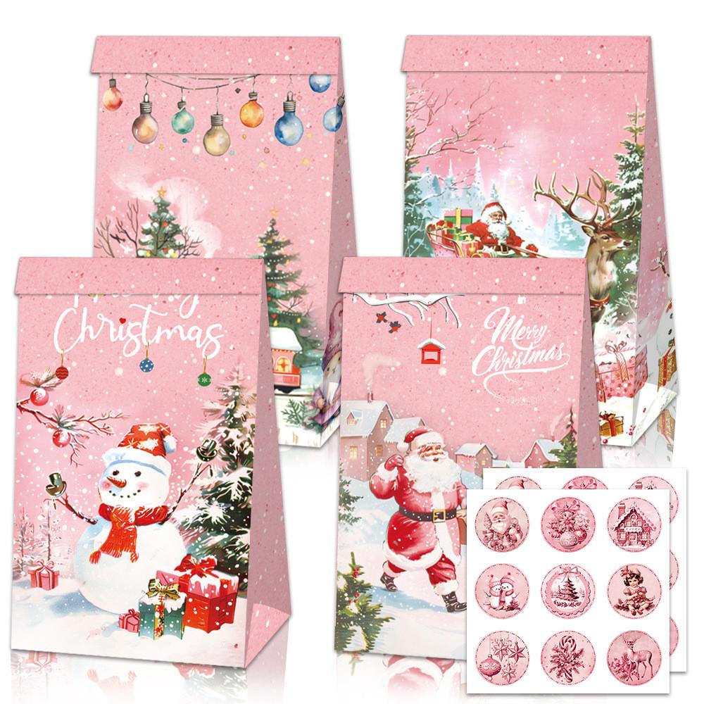 Food Christmas Candy Packaging Bags Holiday Party Decor With Stickers Adhesive