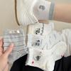 Sock Children's Summer Embroidery Dog Mid-length Socks, Cute Fabric Label, School-style Striped Pile Socks
