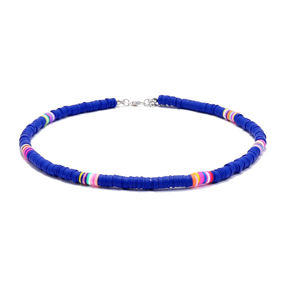 Bohemian creative fashion collarbone chain 6mm disc color soft pottery necklace women